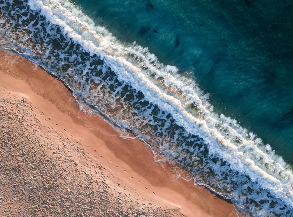 Overhead Drone Photo of Sandy Beach