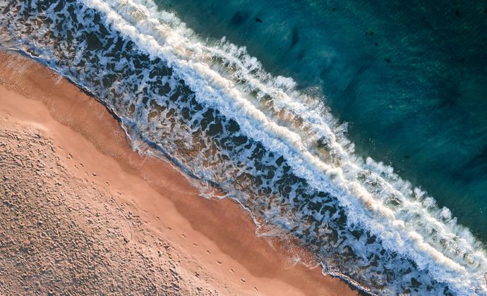 Overhead Drone Photo of Sandy Beach