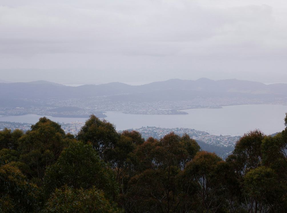 Cloud and rain over Hobart