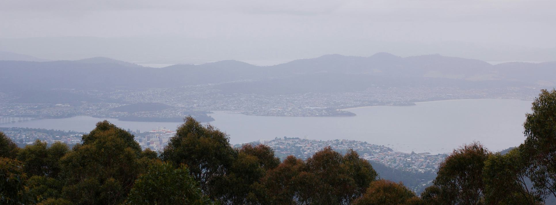 Cloud and rain over Hobart