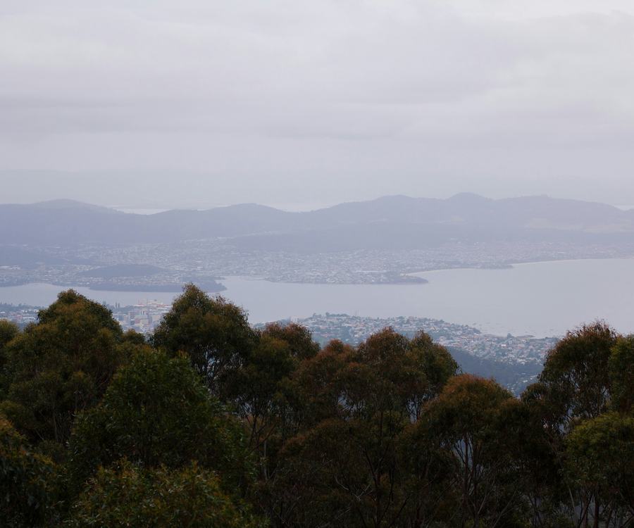 Cloud and rain over Hobart